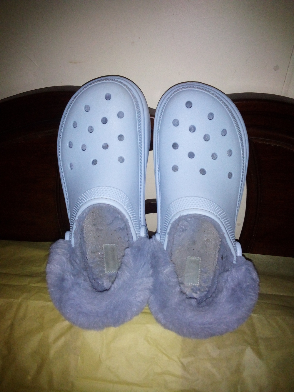 Stomp CROCS Light Lavender Faux-Fur Lined Clog Baby Blue Worn Mens 12